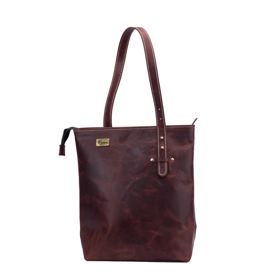 Signature Tote — Mahogany Red-Brown